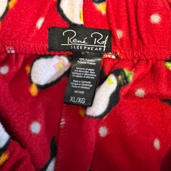 Rene Rofe Winter Penguin Fleece Pajama
Bottoms Red, XL - Picture 4 of 10